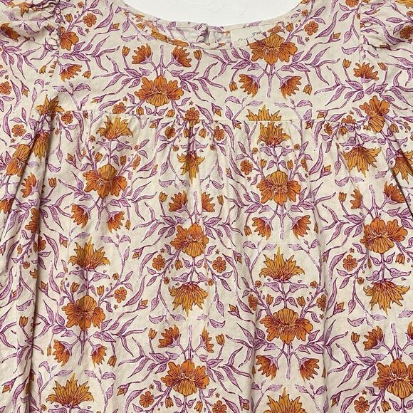 Universal Thread Blouse Womens XLarge Keyhole Neck Smocked Cuffs Floral Print - Picture 3 of 12